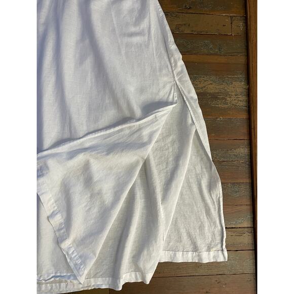 J.Crew White Linen Cotton Maxi Dress 3X Plus Size Crisscross Back - Picture 7 of 15